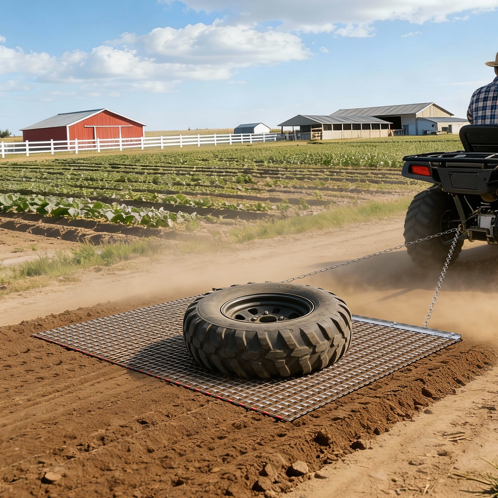 VEVOR Drag Harrow Rake 5 x 3 ft Chain Harrow Drag Mat Fits ATV UTV Tractors