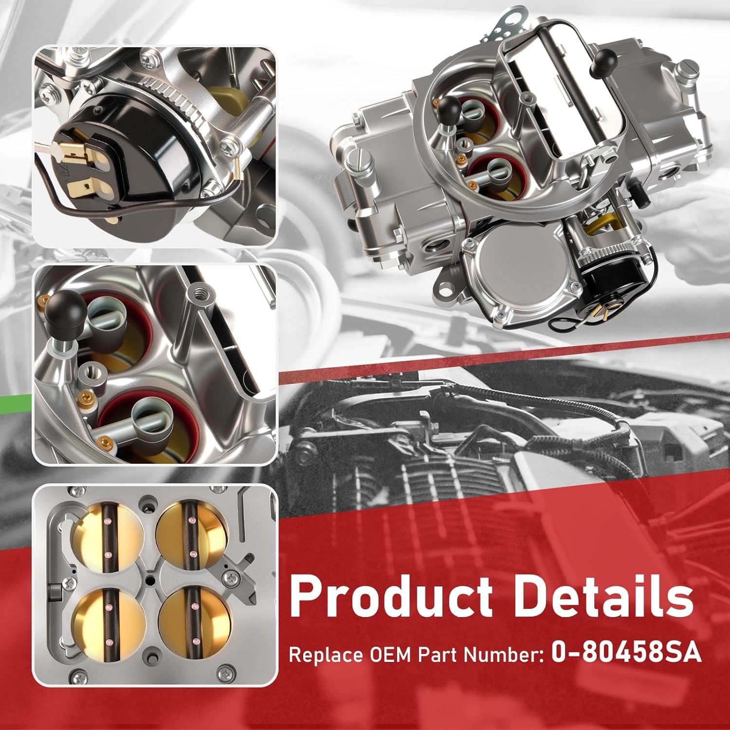 Carburetor For 0-80458SA Holley 4-Barrel Square Bore 600 CFM Electric Choke 4160