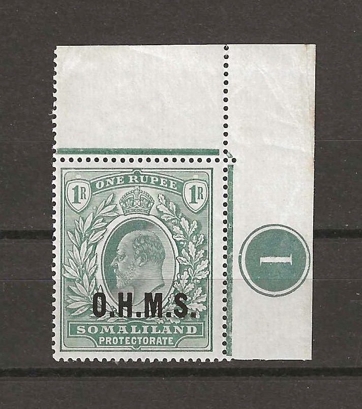 SOMALILAND 1904/05 SG O15 1r Green MNH