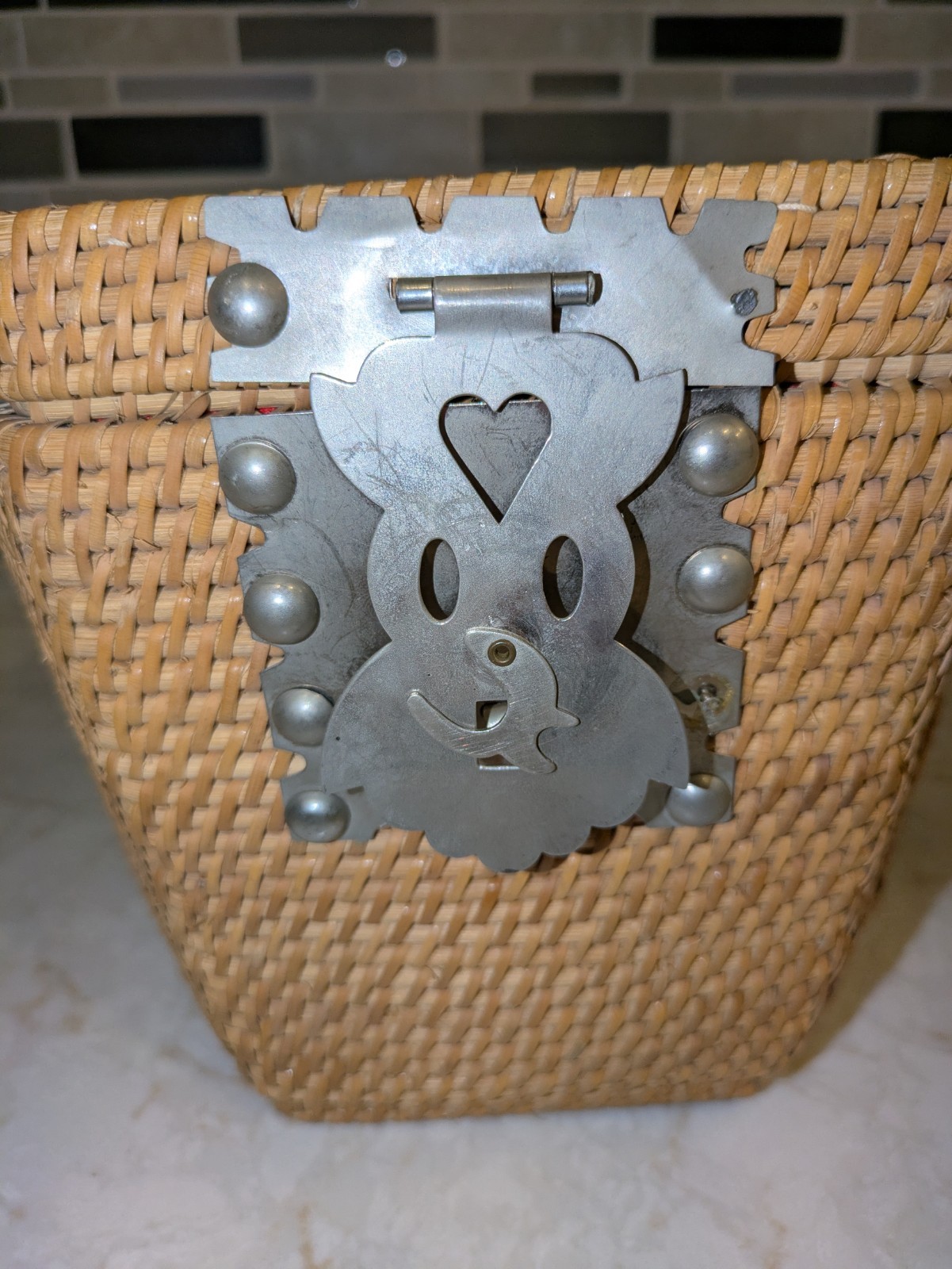 Vintage Chinese Wicker Basket for Tea