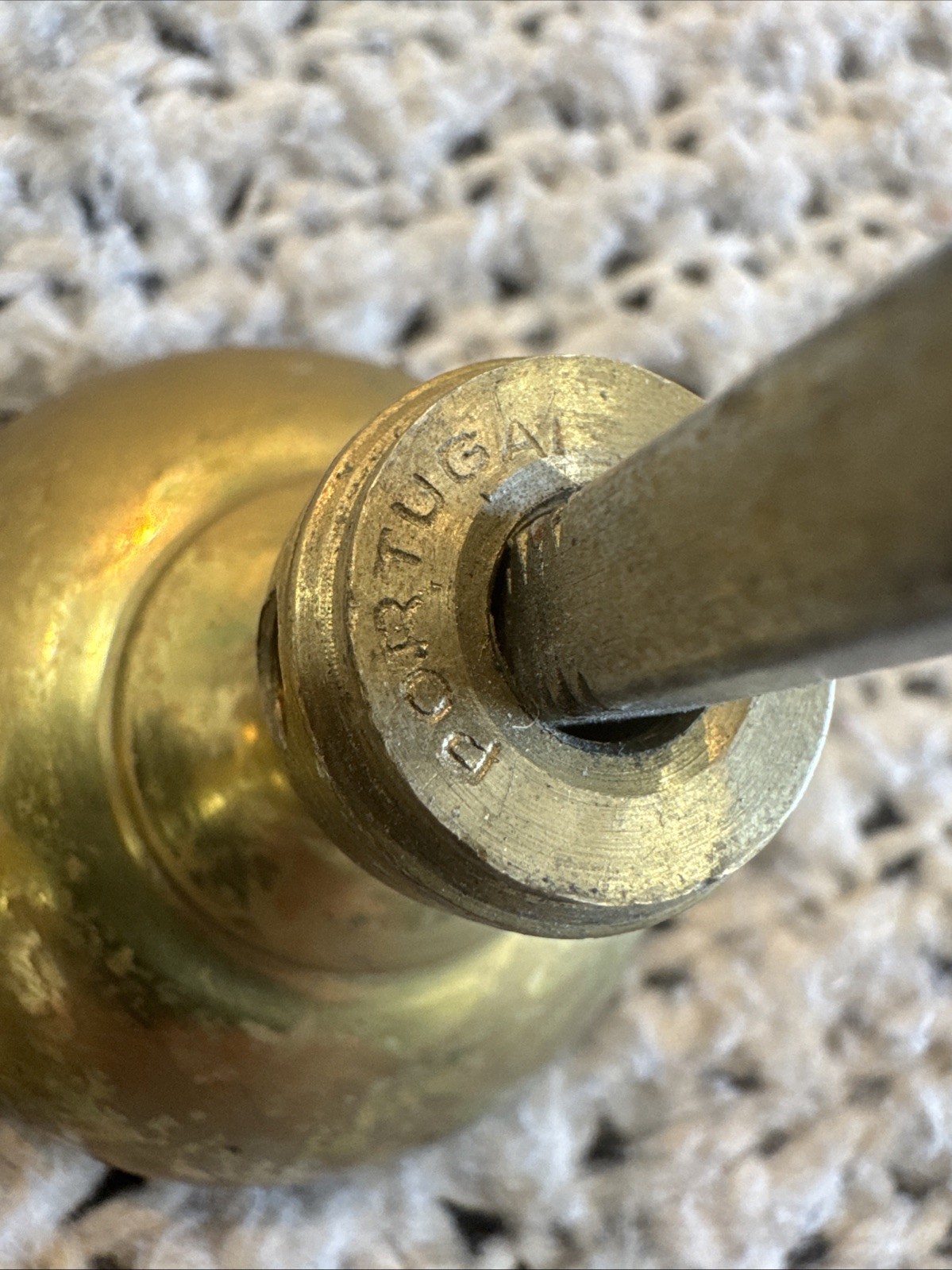 Lot 3psc VNT Ornate Solid Brass Door Knob, Portugal, Mid-Century, Floral Rosette