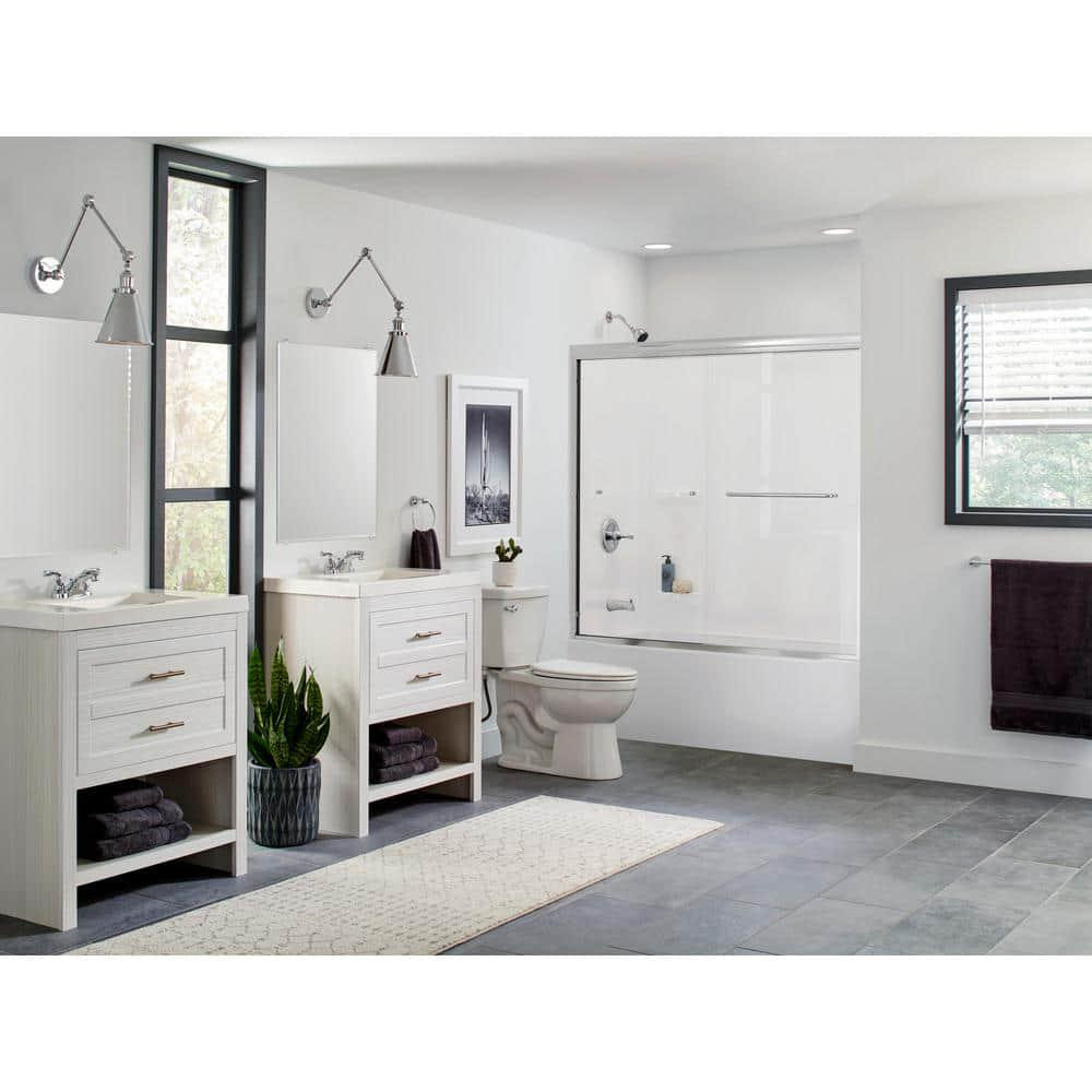 60 x 57" Five Piece Glue Up Bath Tub Surround System High Gloss White Self Drain