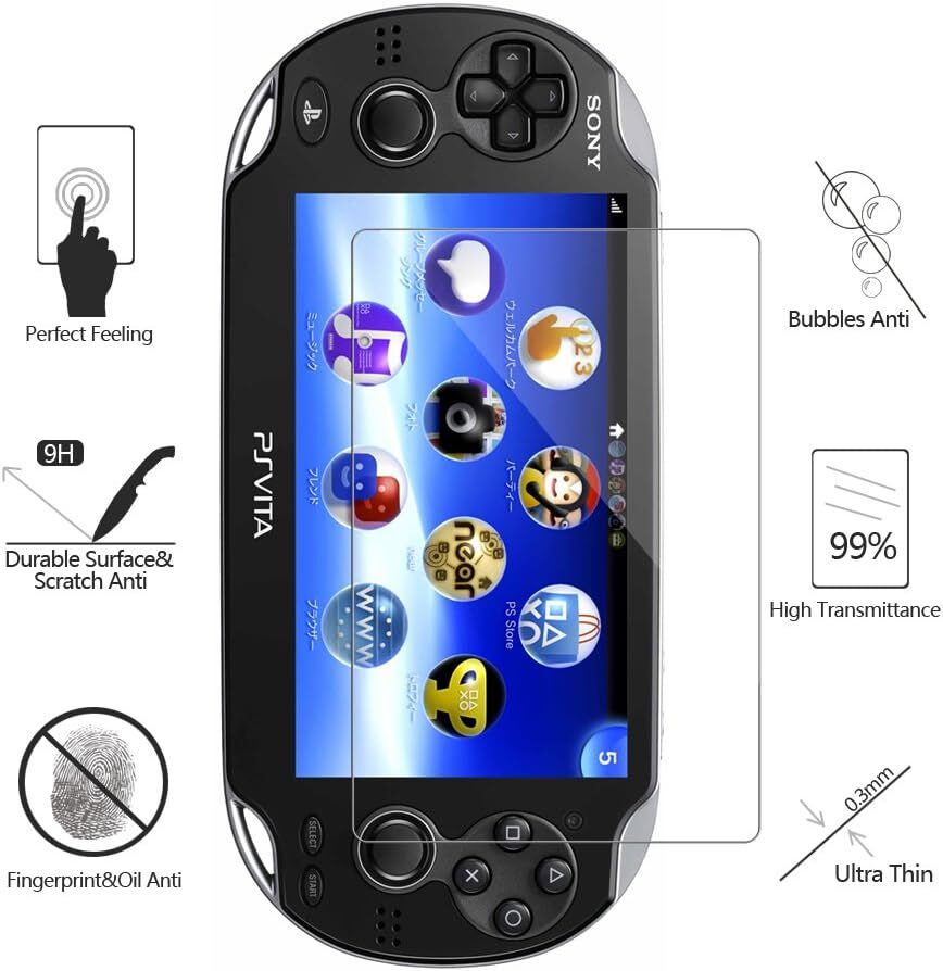 (4-Pack) 2 Front+2 Back Covers Screen Protectors for Sony Playstation Vita 1000,