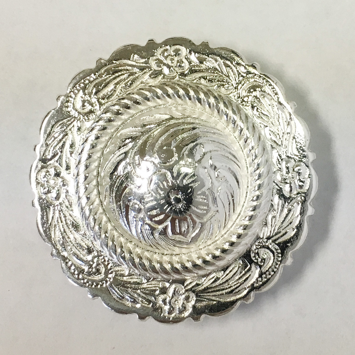 WESTERN SADDLE HEADSTALL HORSE TACK BRIGHT SILVER ROPE EDGE CONCHO screw back