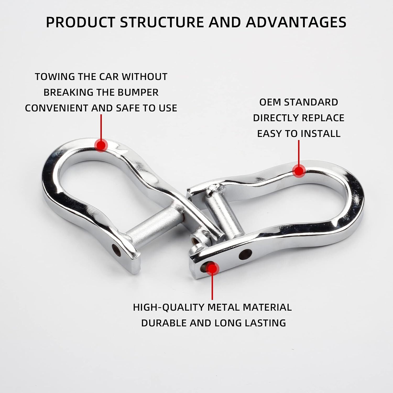 2pcs Chrome Tow Hooks for 2007-2019 Chevrolet GMC Silverado Sierra 1500 84072462