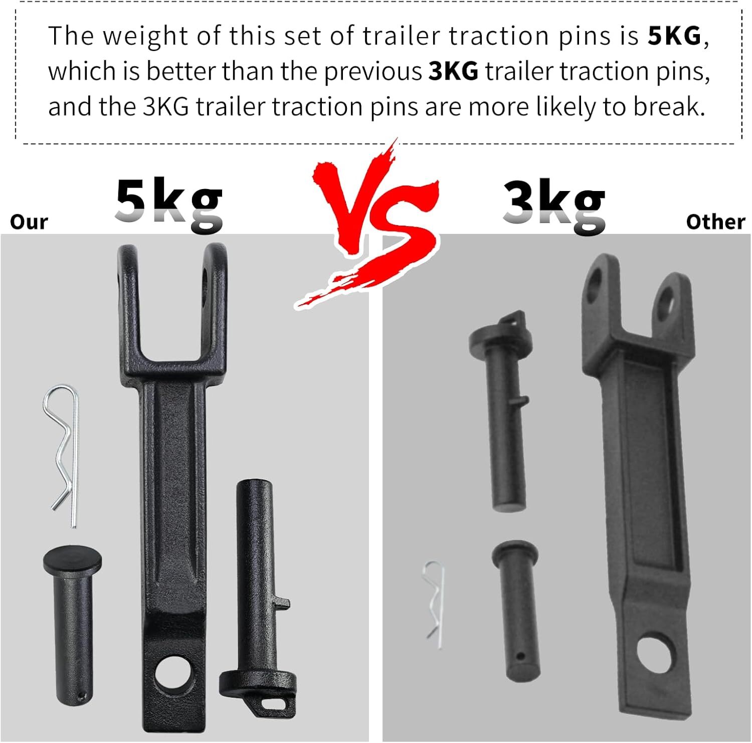 A20-6014 2x Tow Hook for Peterbilt/Kenworth set with Pull Pin&Frame Pin 10KG New