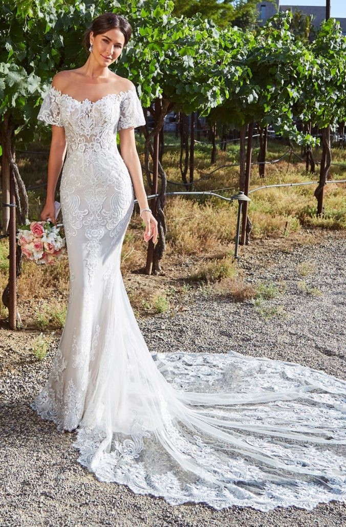 Beautiful Mermaid Wedding Dress Designer Kitty Chen Ivory 10 NWT