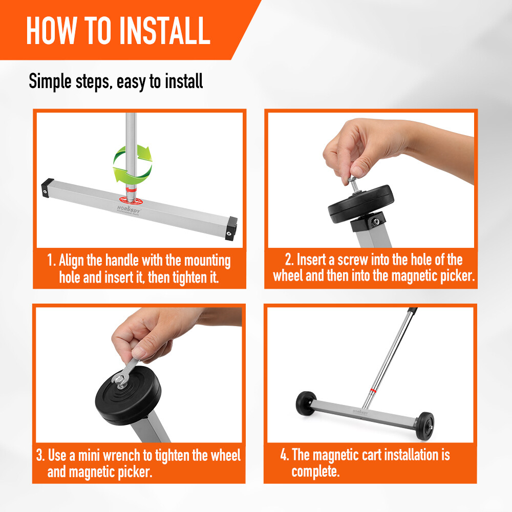 17" Rolling Magnetic Sweeper Picks up Tools Nails Screws Clips Garage Shop Yard