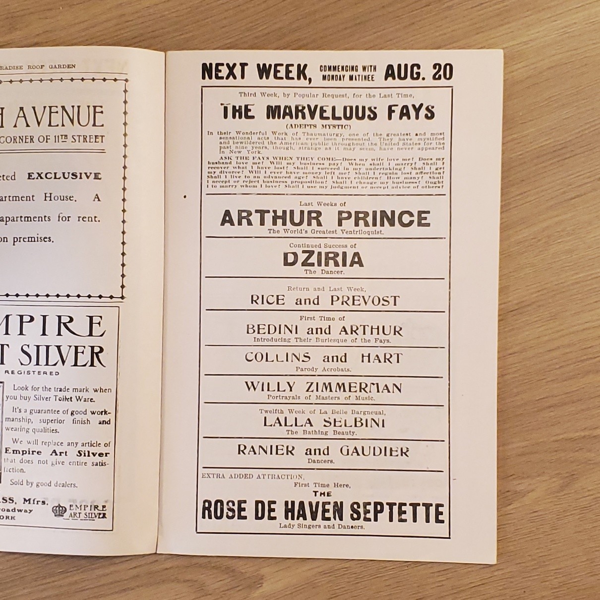 2210----1906 Hammerstein's Paradise Roof Garden Theatre NYC program