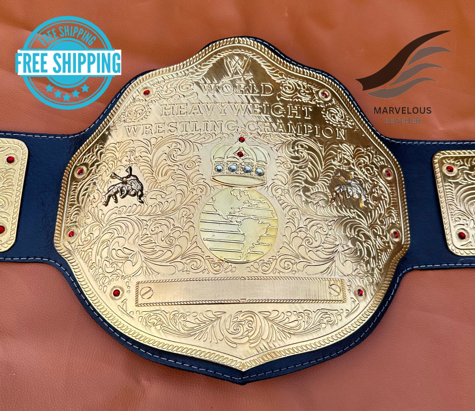 Big Gold World Heavyweight Championship Wrestling Belt Replica 2mm Brass Adult