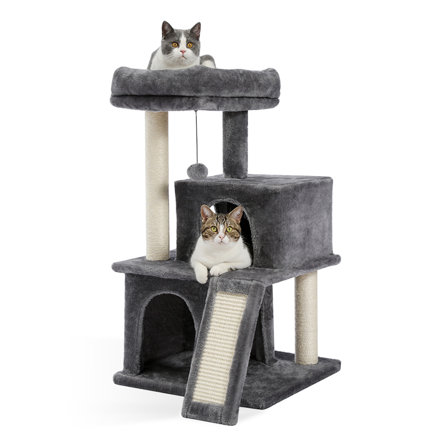 PAWZ Road 34" Cat Tree Tower Sisal Scratching Post with Double Condos Top Perch
