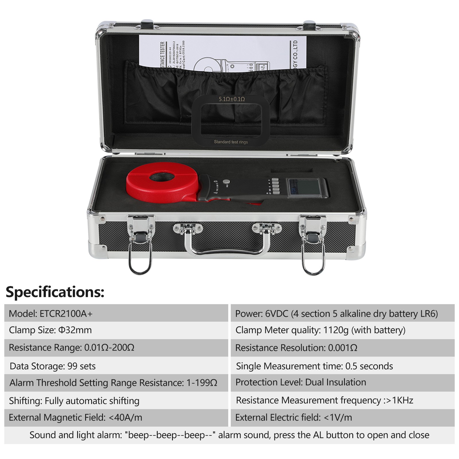 ETCR2100A+ Digital Clamp On Ground Earth Resistance Meter Ground Tester