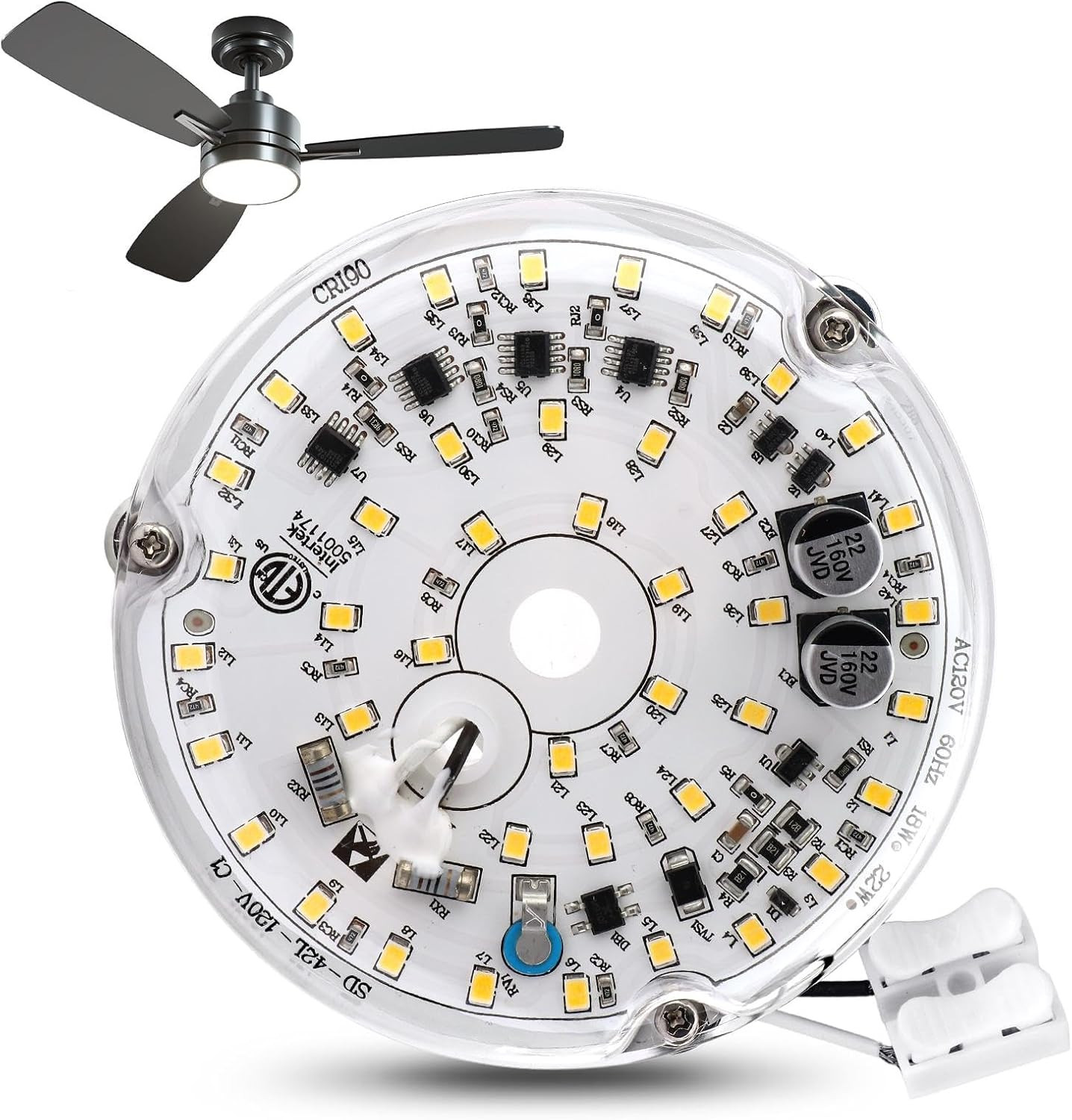 4 Inch Ceiling Fan LED Light Replacement 6000K, 18W LED Retrofit Kit