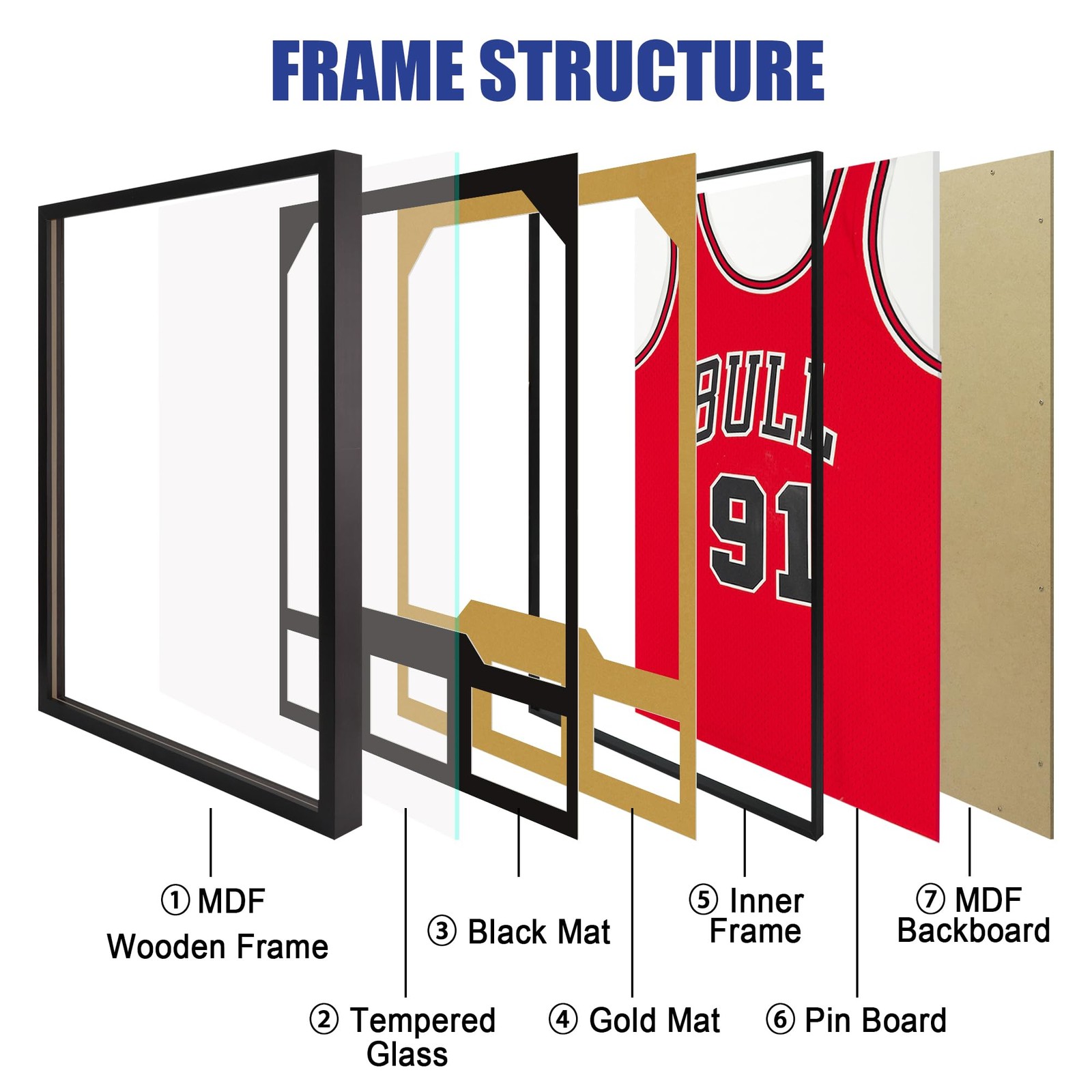 2-Pack Large Wooden Sports Jersey Display Frame Case Shadow Box w/ Mats