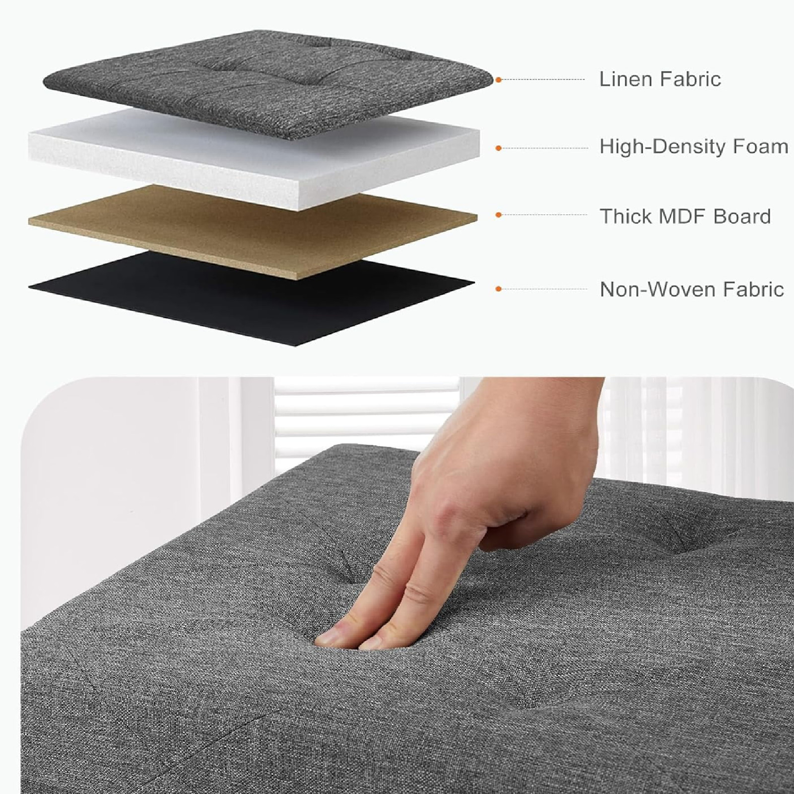 Blorly 30 inch Folding Storage Ottoman Bench, Holds up to 330 lb