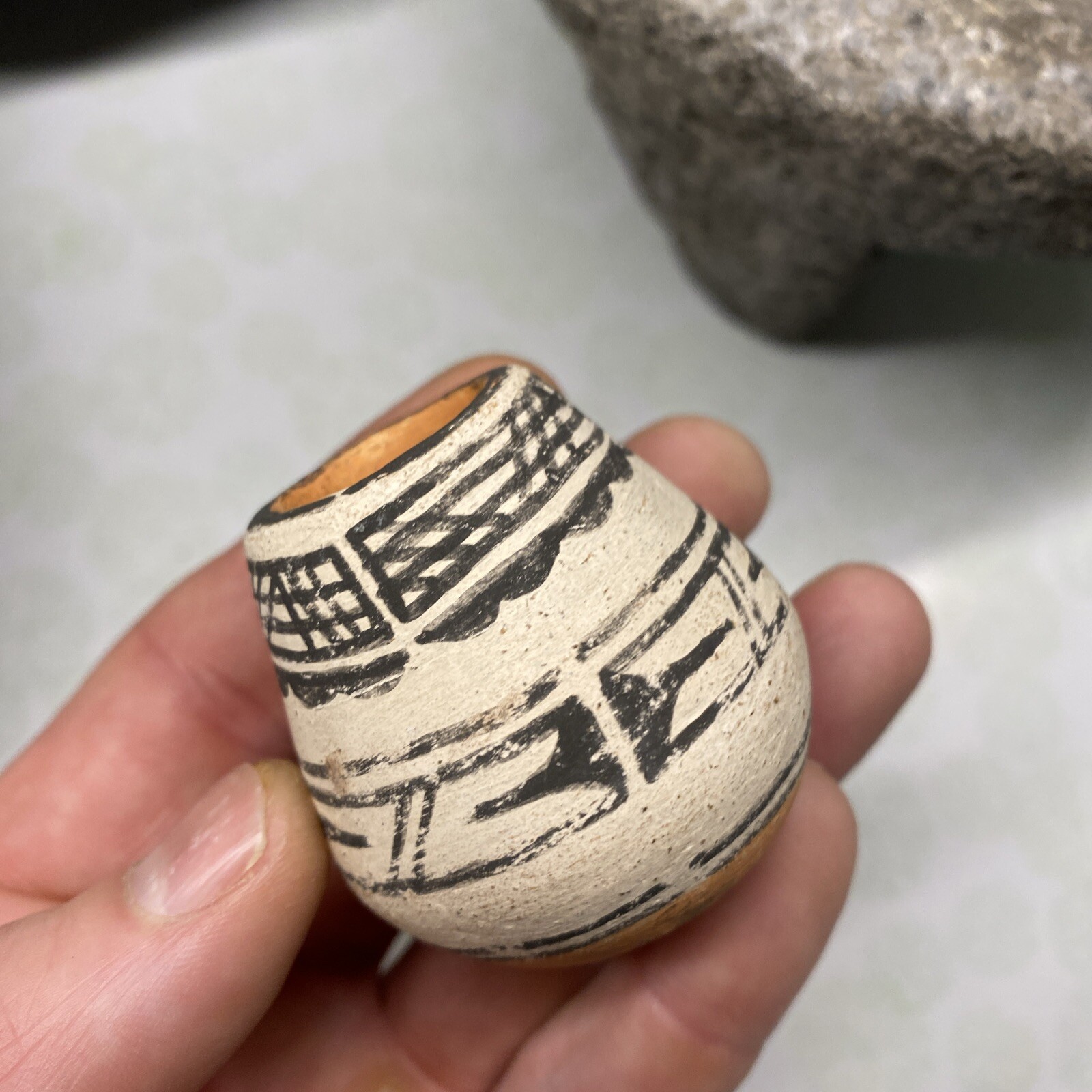 MLC s3092 Mini Polychrome Acoma 1 3/4” Solid Pottery Pot Jar