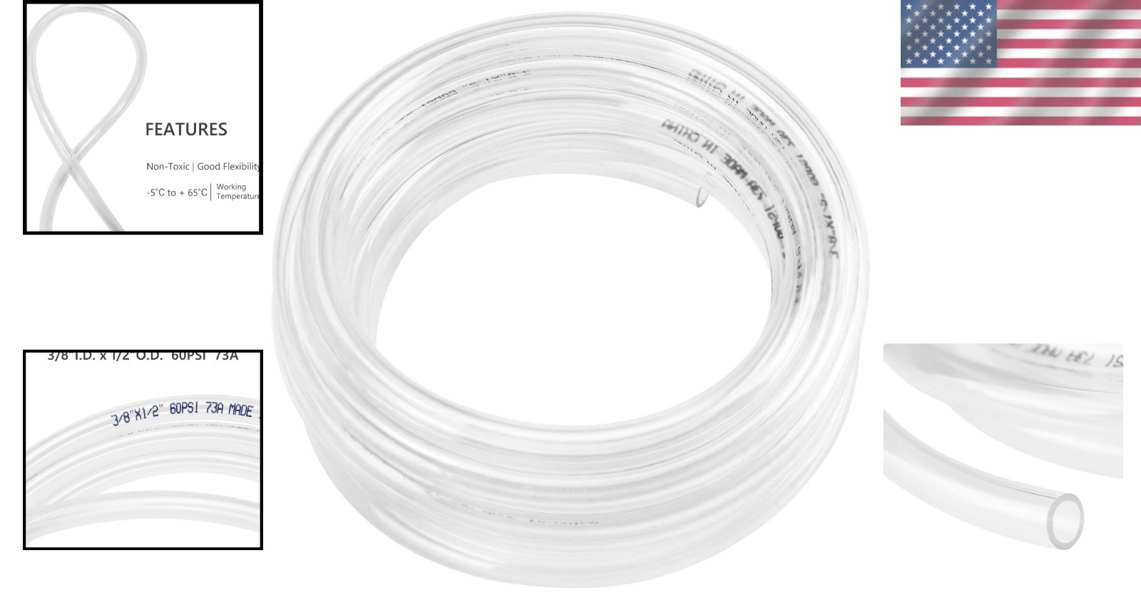 100ft Clear Vinyl Tubing, Flexible Plastic Hose