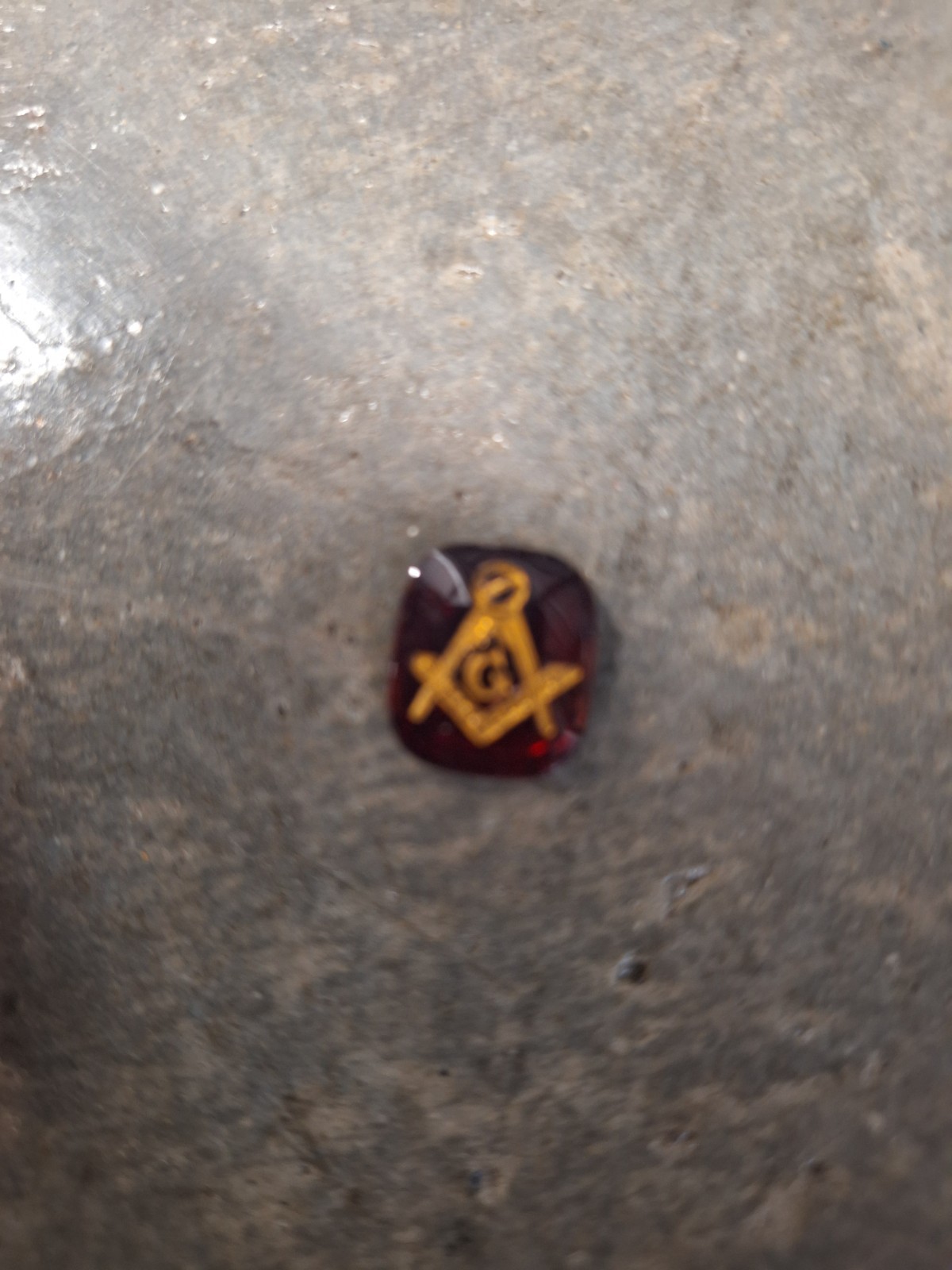 Vintage West German Ruby Red Glass Beads - total of 4, gold letters & graphics