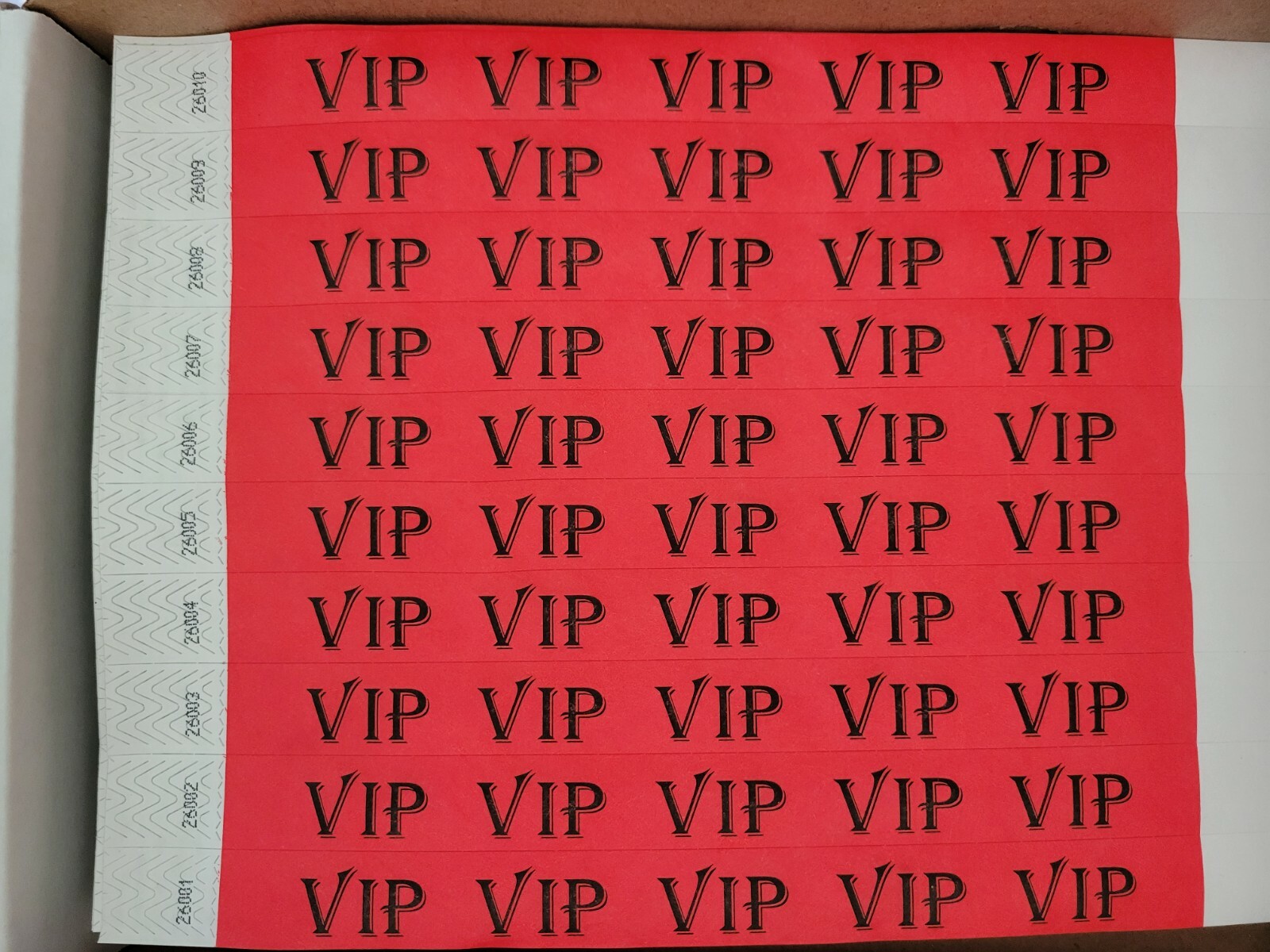 100 3/4" RED VIP TYVEK WRISTBANDS,  PAPER WRISTBANDS, EVENT WRISTBAND