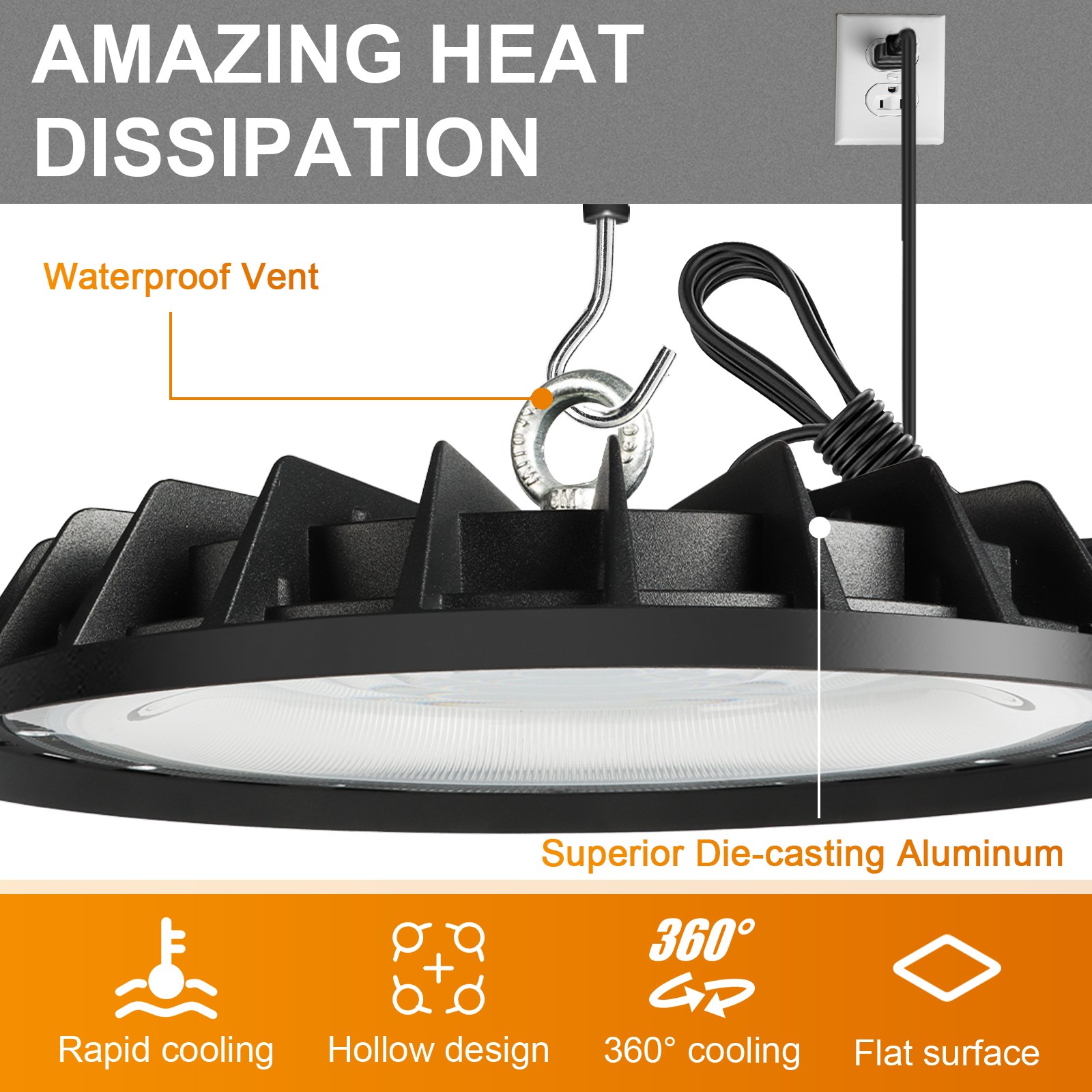 8 Pack 200W UFO Led High Bay Light Industrial Commercial Warehouse Shop Light