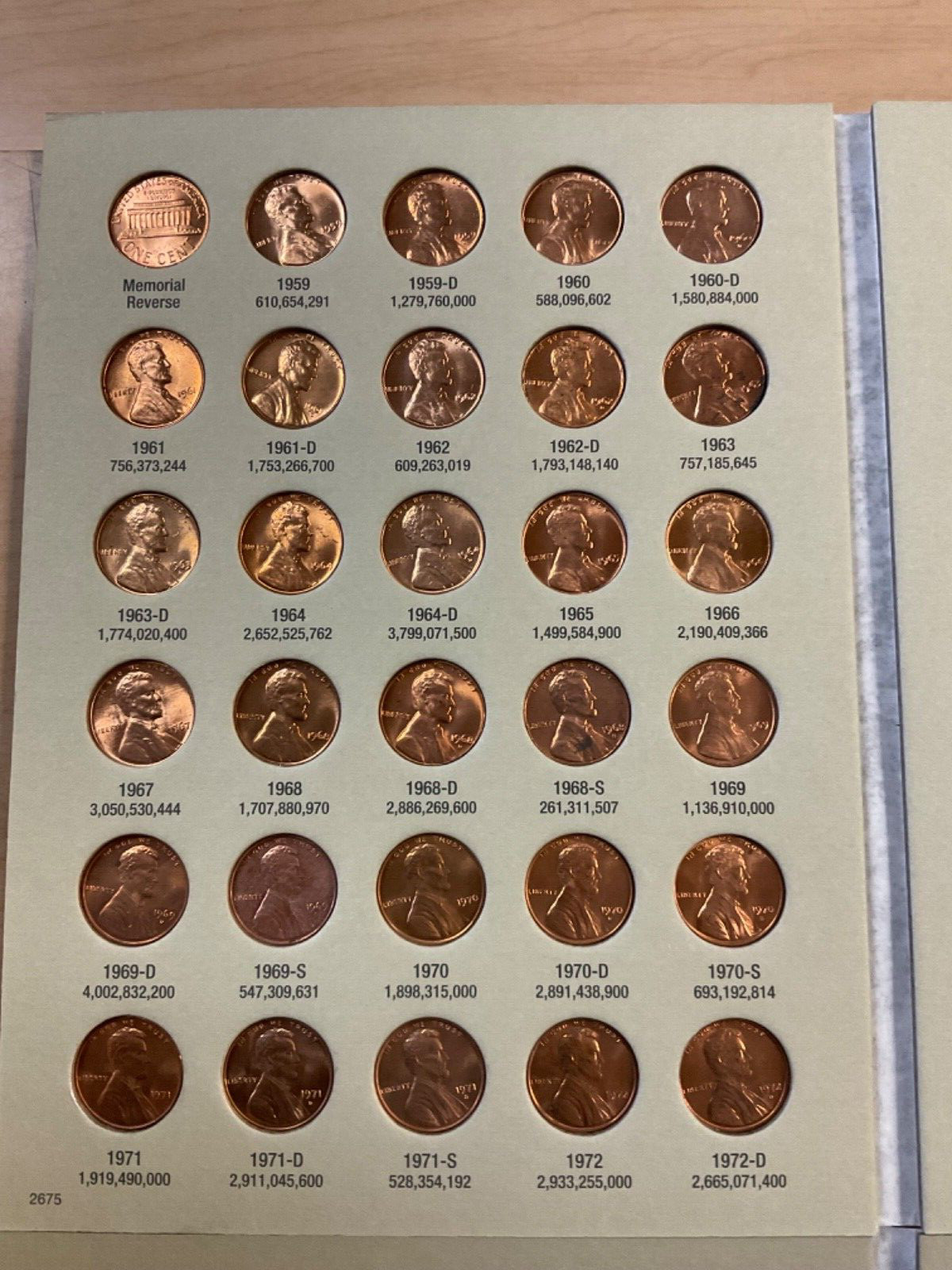 Complete BU Set-Lincoln Mem./Shield Cents 1959 - 2025 in New H.E. Harris Folders