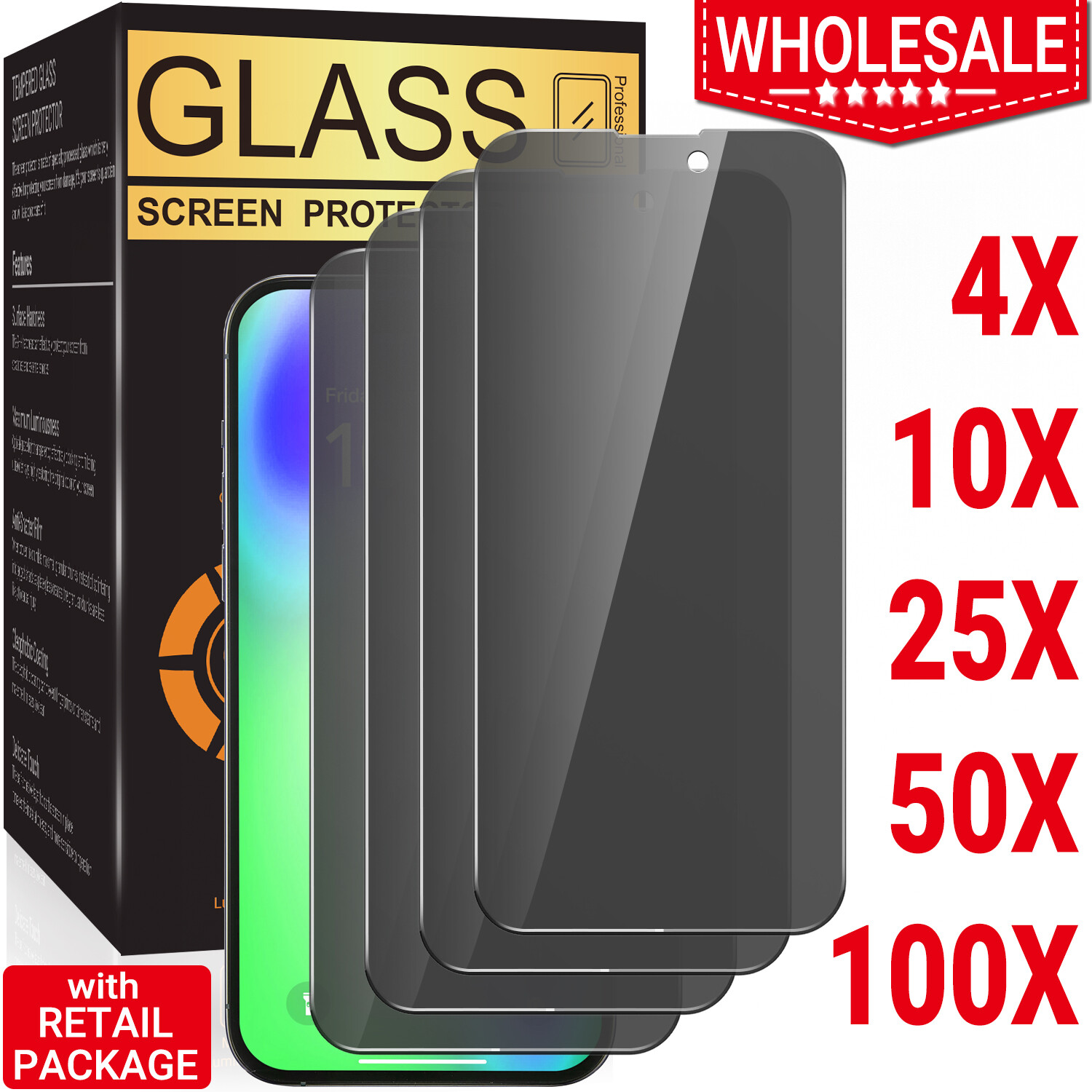 Wholesale Privacy Anti Spy GLASS Screen Protector For iPhone 15 Pro Max 14 13 12