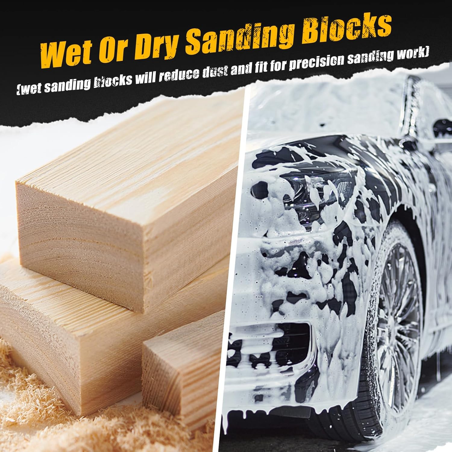 7Pcs Sanding Block Kit Flexible EVA Foam Wet or Dry for Automotive or Woodwork