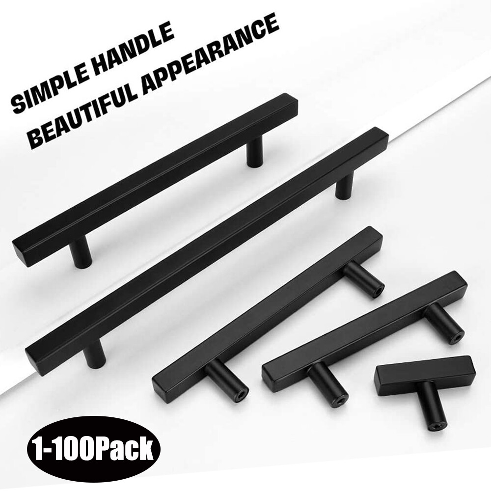 Stainless Steel Kitchen Square Cabinet Handles T Bar Drawer Pulls Black Gold US