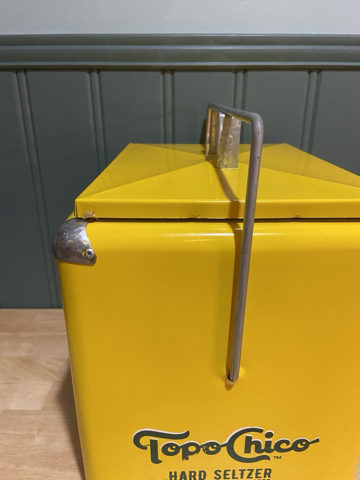 Topo Chico Cooler Metal Ice Chest Box Yellow Hard Seltzer Spiked Water Sparkling