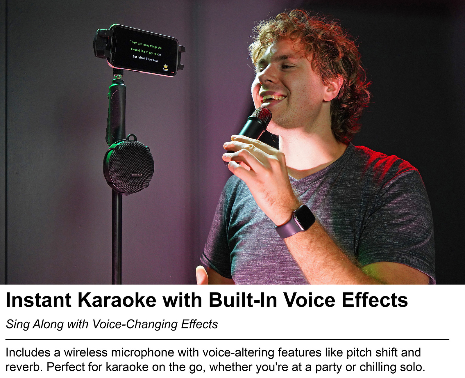 Rockville K-GO Karaoke Waterproof Portable Bluetooth Speaker+Mic+Voice Changer