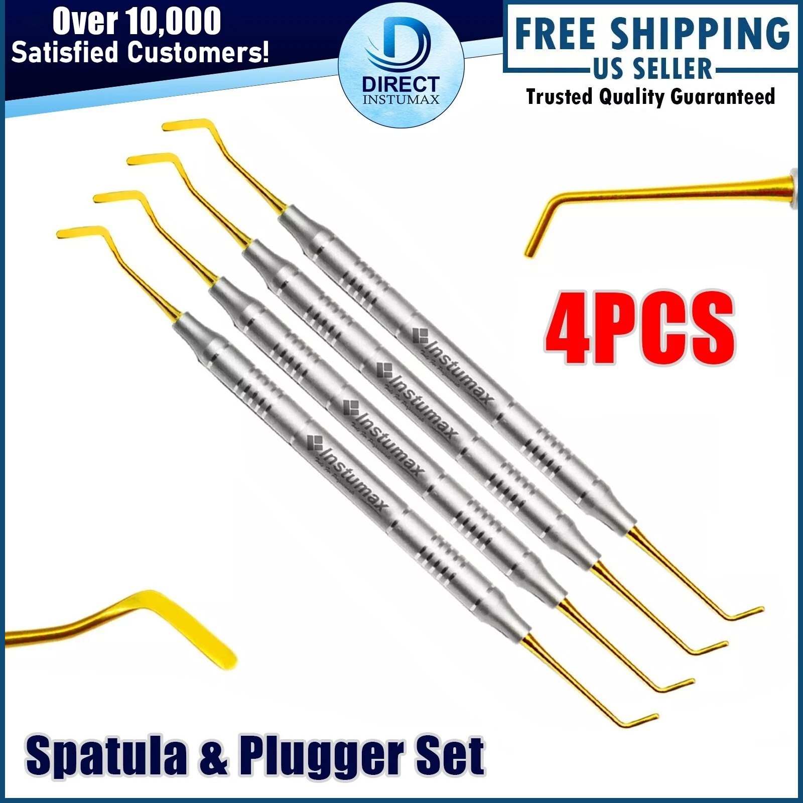 Dental Composite Filling Instruments Spatula & Plugger Titanium Gold Tips