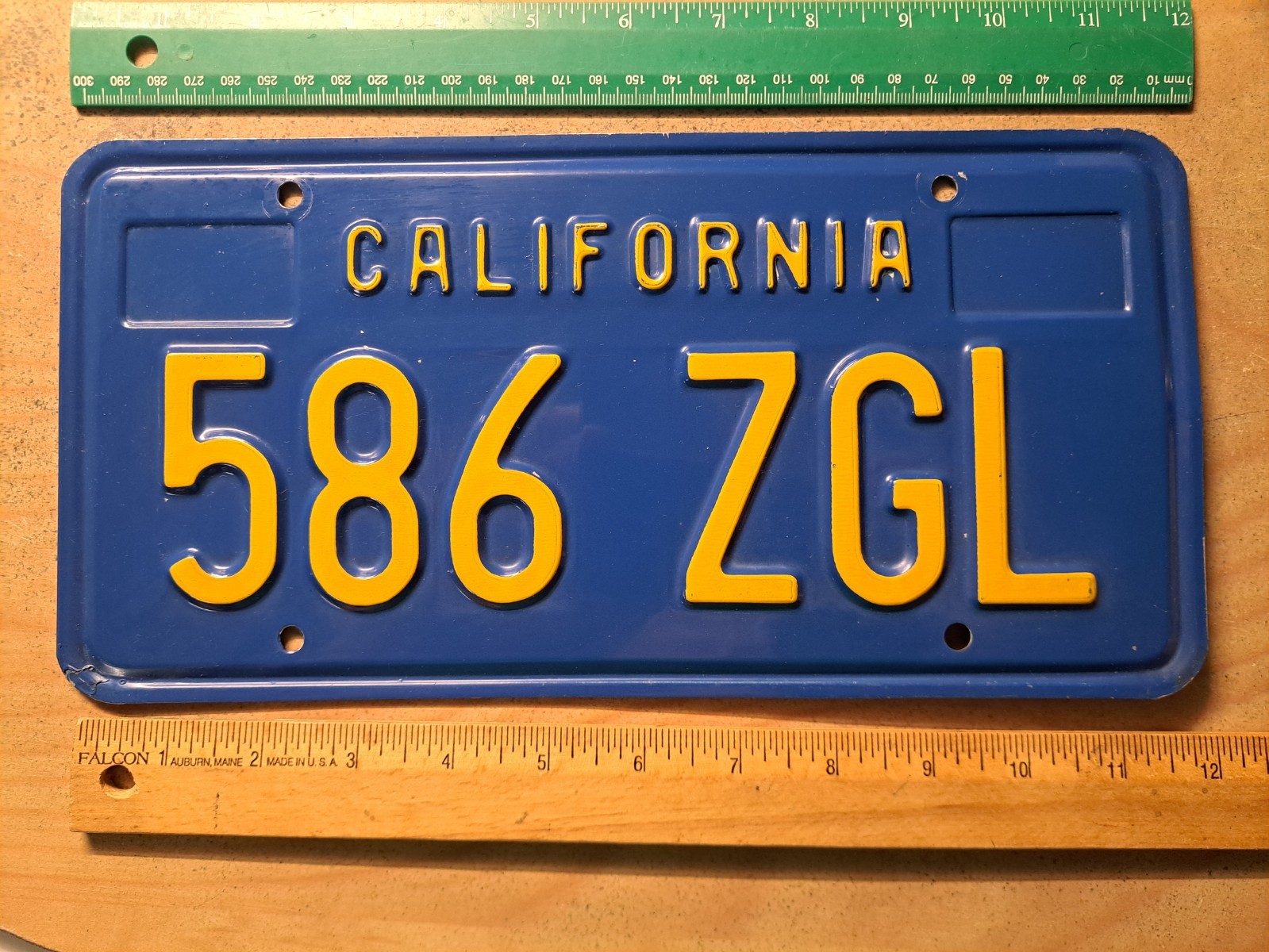 License Plate, California, 1970 Base, Passenger, 586 ZGL
