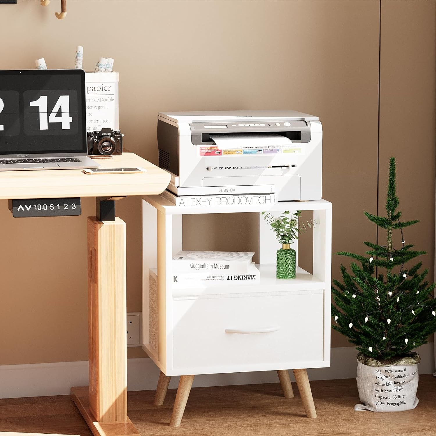 Night Stand White Kids Nightstand W/ Drawer Nursery Side Table W/ Open Storage