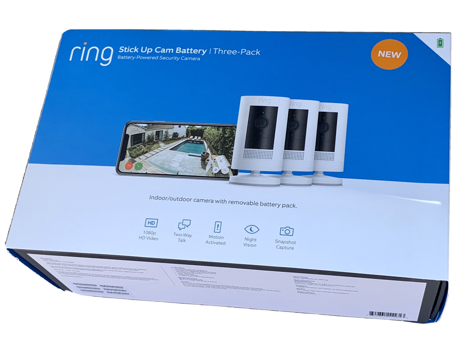 3 Pack Ring Stick Up Cam Indoor/Outdoor Home Security Camera Battery Wire Free