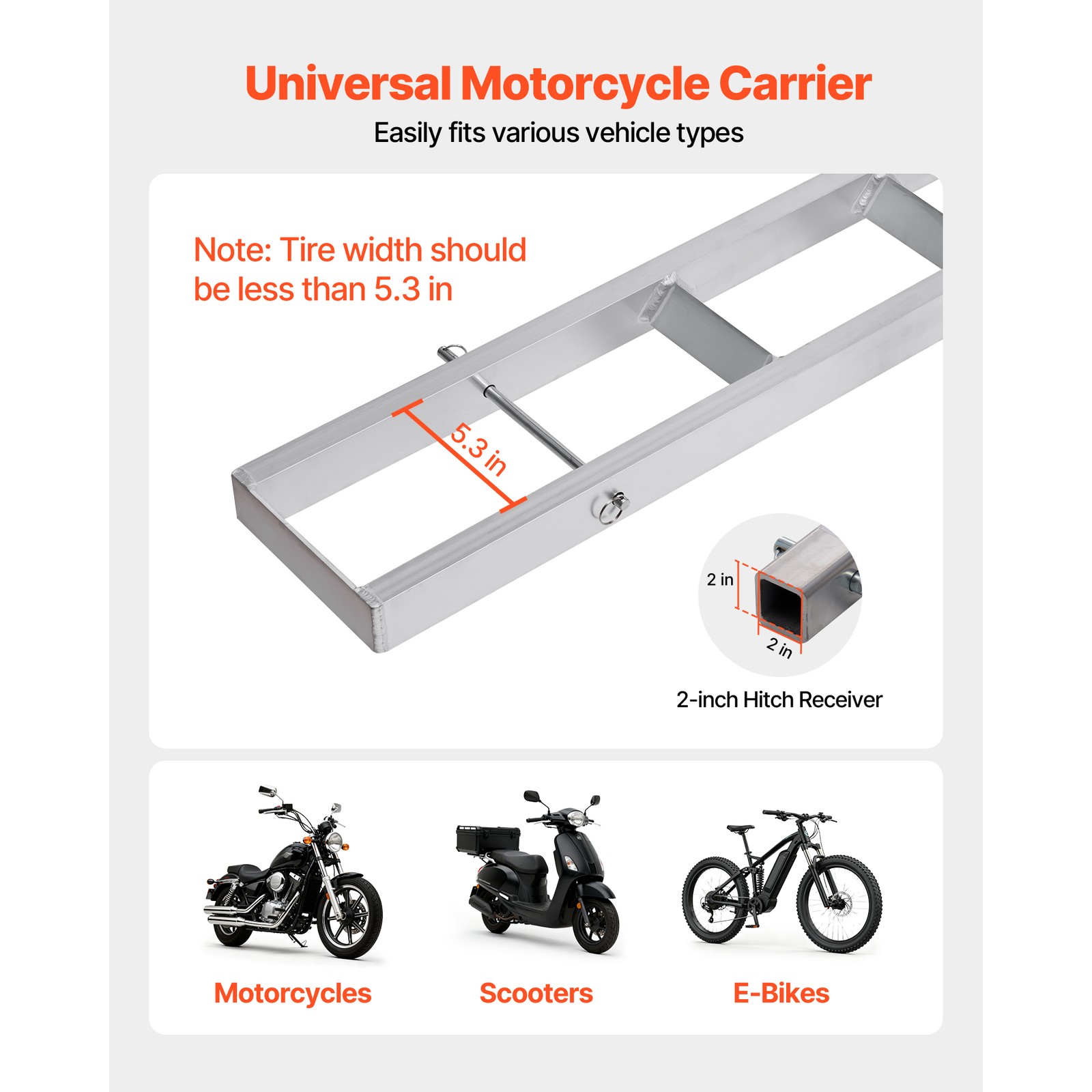 Uimoso Motorcycle Hitch Carrier with Ramp for Bikes and Scooters,400lbs Capacity