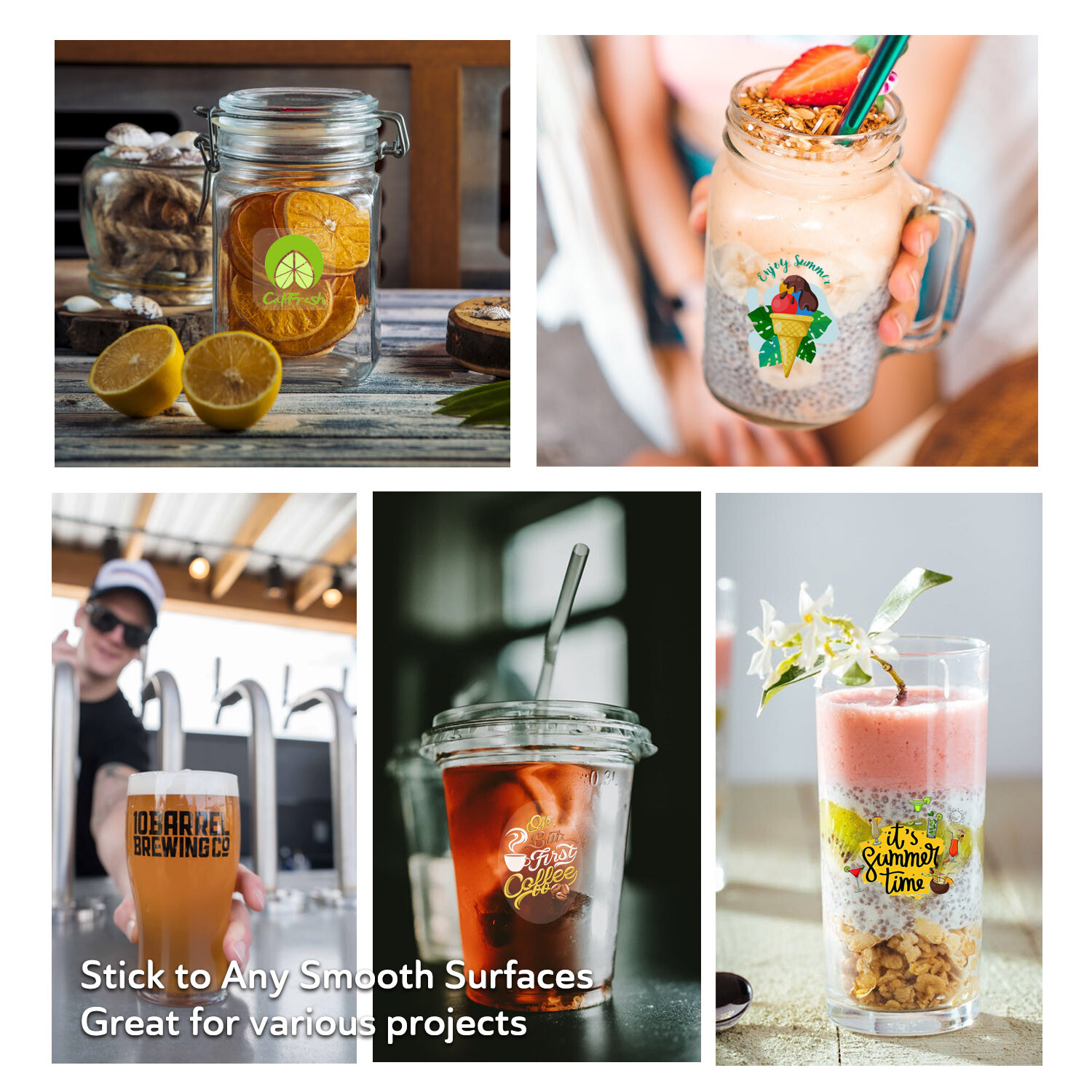 A-SUB Clear Vinyl Sticker Paper Waterproof for Inkjet Printer 60 Sheets 8.5x11