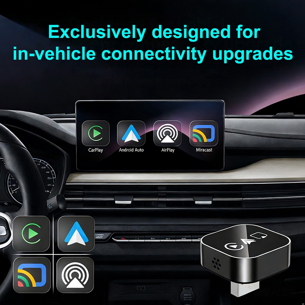 Wired to Wireless CarPlay Adapter for Apple iPhone/Android Auto/AirPlay/Miracast