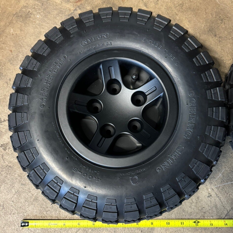 14"x4" 4.00-6 AIR Drive TIRES Quantum Q6 Edge Knobby Drive wheel Power 3 Je7 Rim