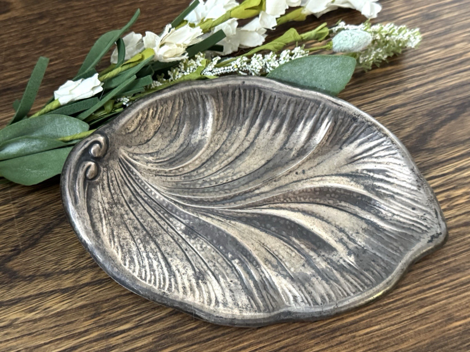 Poole sterling Silver leaf Tray dish Banana Leaf 440 Vintage