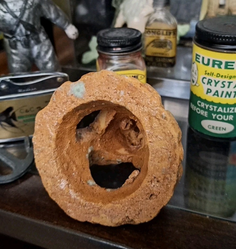 Vintage Old Antique Aquarium Early American 1940s Ceramic Clay Castle on a Hill