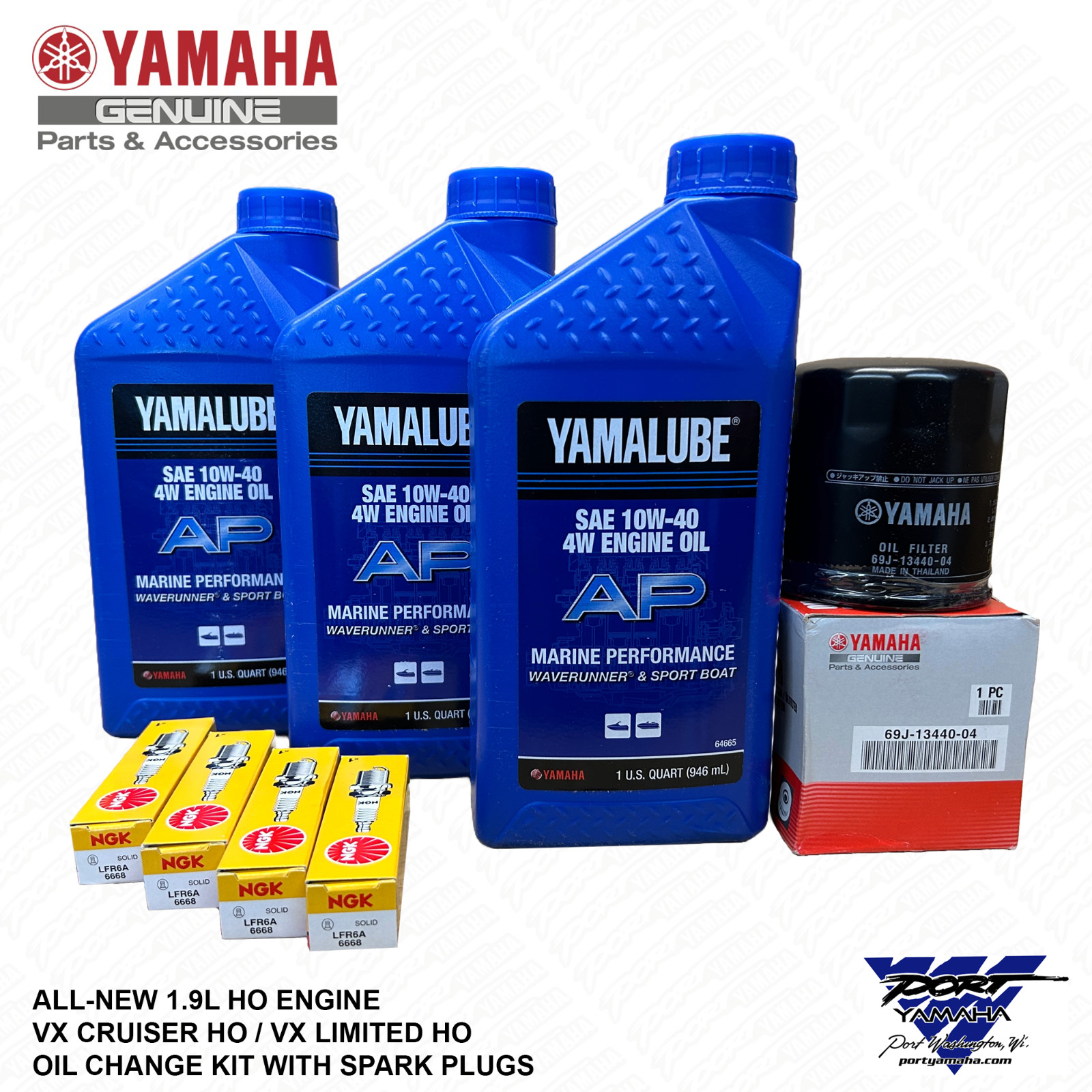 OEM Yamaha 2024+ VX CRUISER HO / VX LIMITED HO Oil Change Kit 1.9L w Spark Plugs
