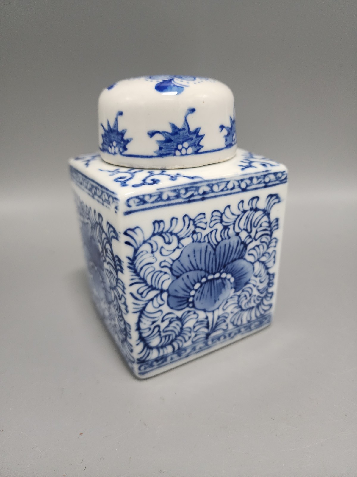 Small Square Blue & White Ginger Jar Canton Collection by Two's Company