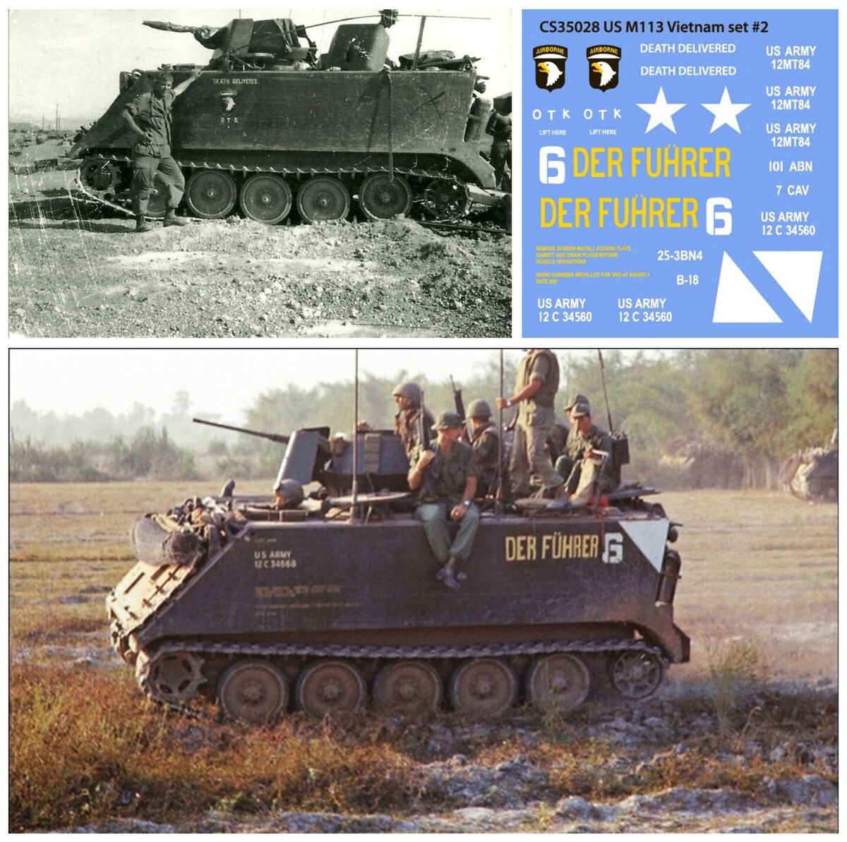 Callsign 1/35 US M113 APCs In Vietnam #2 Der Fuhrer 101st Death Delivered Decals