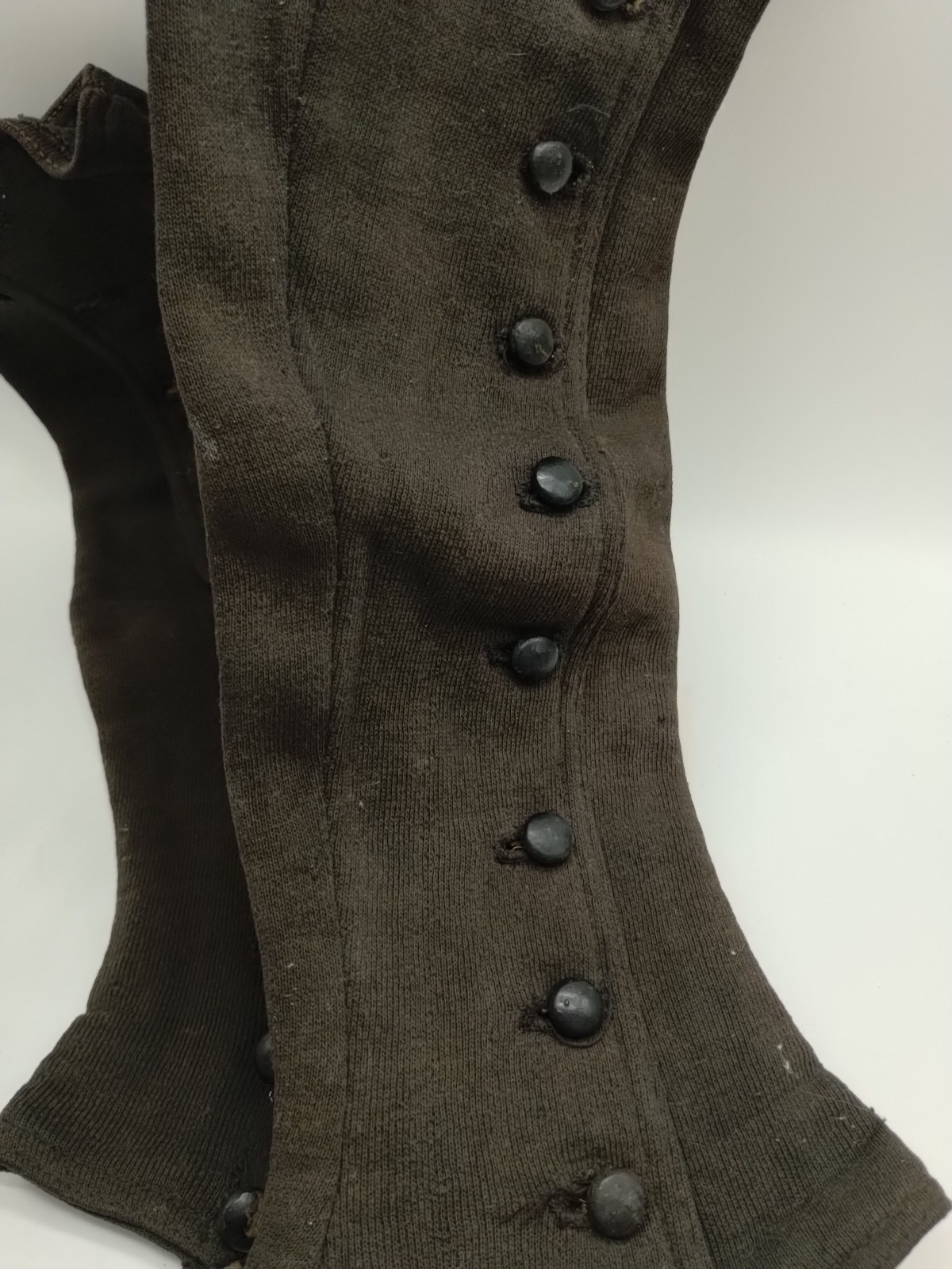 Pair Of Antique Vintage Victorian Wool Felt Brown Boot Spats