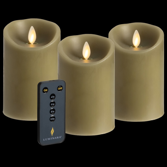 Luminara 3-Piece Flameless 4.5" Pillar Candle Set with Remote