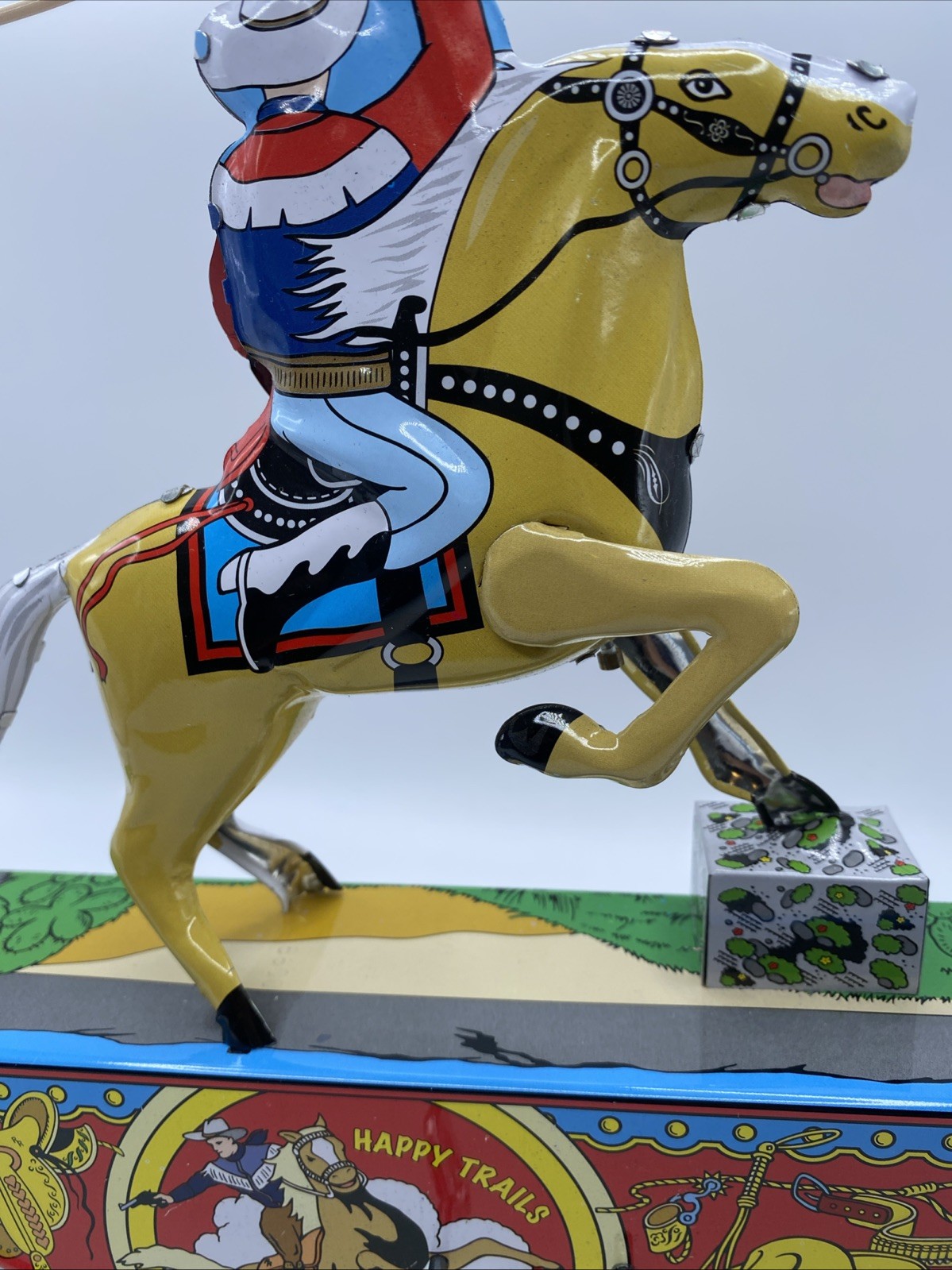 Roy Rogers And Trigger Wind Up Toy Vintage Reproduction Schilling Cowboy-READ