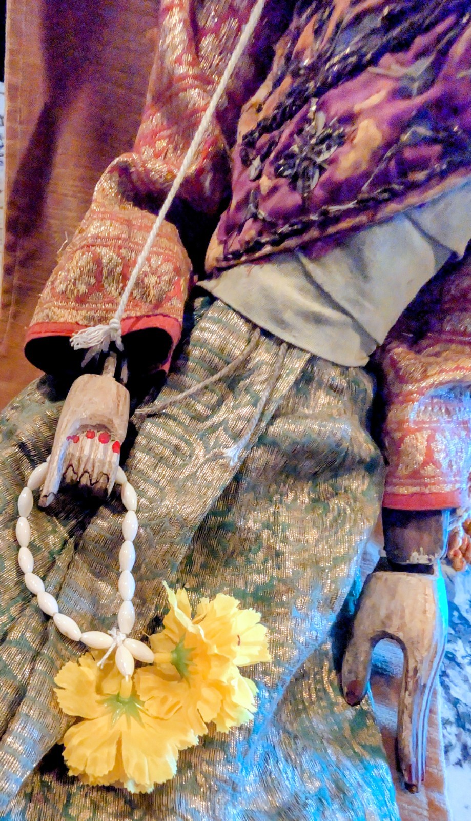 Vintage Burmese Wooden Puppet Marionette 30" Tall