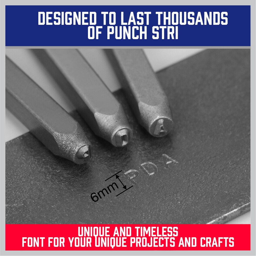 1/4" Letter & Number Stamp Punch Set 36pc Hardened Steel Metal Wood Leather 6mm
