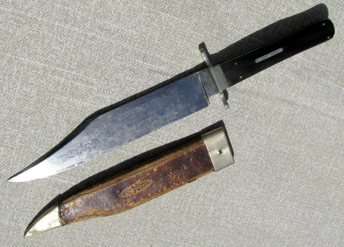 RARE DEATH TO TRAITORS ETCHED BOWIE~ORIGINAL SHEATH~W & H WHITEHEAD BROS 1862-63