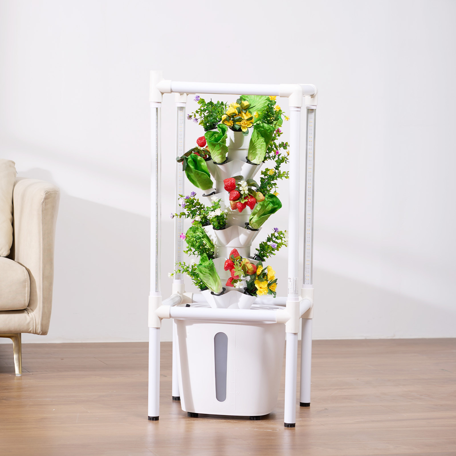 Hydroponic Growing System with Grow Light 30 Pods Indoor Hydroponic Tower Garden